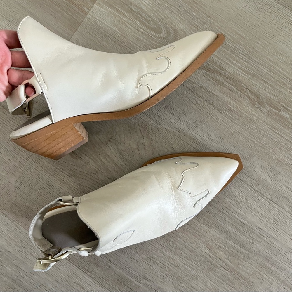 All Saints Cream Leather Slingback Mules - Picture 6 of 9